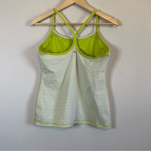 Lululemon Power Y Tank Lime Green Stripe Size 10 - Picture 5 of 10